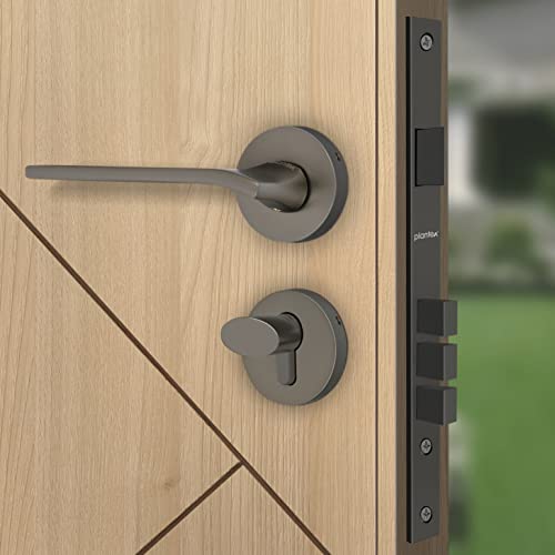 Image of Plantex Fully Brass Door Lock with 3 Years of Warranty /Main Door Lock for Home /Mortise Lock for Door - Main Door Lock Set (Sumer-3037, Satin Black Matt)