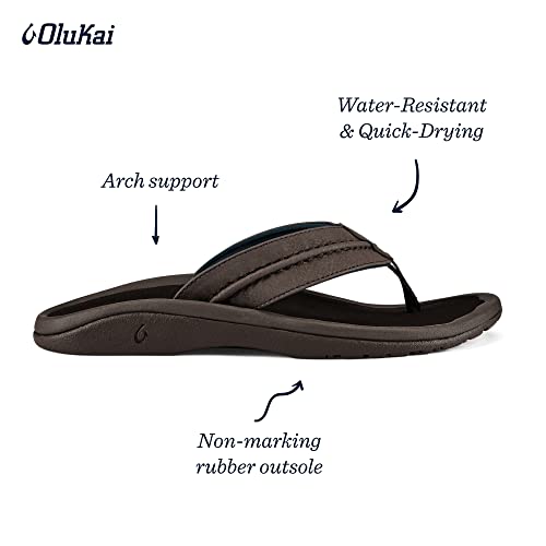 Image of OLUKAI Hokua Men's Beach Sandals, Quick-Dry Flip-Flop Slides, Water Resistant & Wet Grip Rubber Soles, Compression Molded Footbed & Soft Comfort Fit