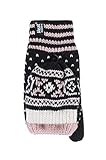Heat Holders - Womens Warm Fleece Lined Thermal Winter Converter Mittens Gloves (One Size, Black (Stockholm))