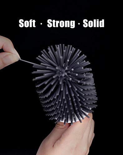Boomjoy Toilet Brush And Holder Set, Silicone Bristles Bathroom Cleaning Bowl Brush Kit With Tweezers, Bathroom Accessories With Aluminum Handle - White #TOP3