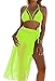 Kisscy Women's Halter Neck Cut Out Swimwear with Mesh Maxi Skirt Light Green M