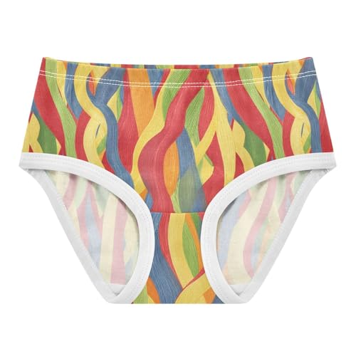 Joisal Print Girls Underwear Toddler 2t Cotton Panties Little Girl Vibrant Colorful Lines Rainbow Briefs Underpants