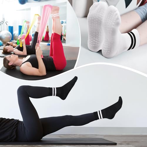 Image of Pilates Socks for Women with Non Slip Grippers, Yoga Socks for Barre Workout Hospital Gym