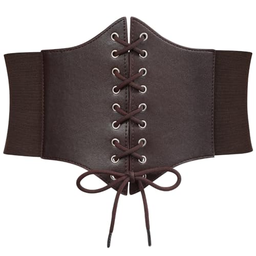 SUOSDEY Women Black Tied Waspie Belt, Lace-up Cinch Belt, Corset Elastic Waist Belt2