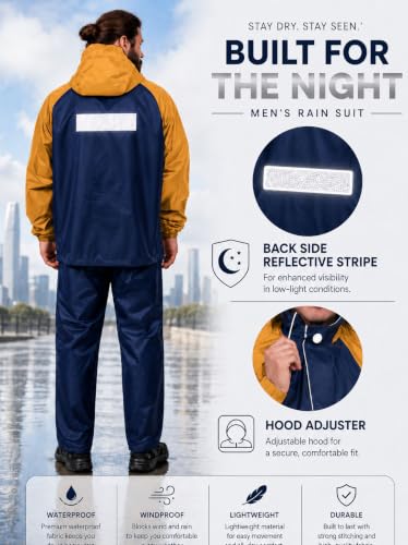 Image of La' exclusivite Classivo Waterproof Reversible Raincoat for men (IN, Alpha, M, Turbo Blue)