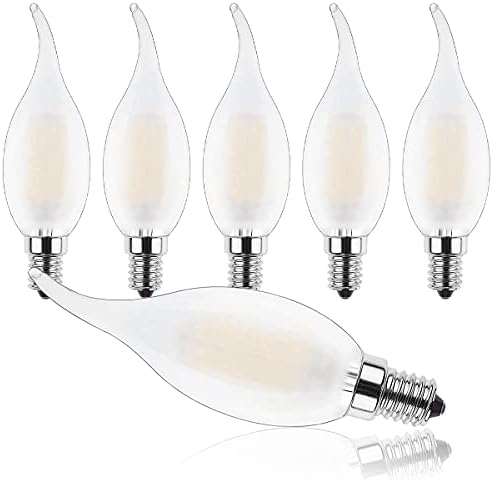 ProCrus E14 LED Filament Candle Light Bulb,4W Flame Tip LED,4W C35 Small Edison Screw Candelabra SES LED Bulb,40W Incandescent Bulb Equivalent,400LM,Warm White 2700K,Non-Dimmable,6 Pack,Energy Class F