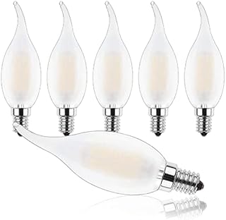 ProCrus E14 LED Filament Candle Light Bulb,4W Flame Tip LED,4W C35 Small Edison Screw Candelabra SES LED Bulb,40W Incandescent Bulb Equivalent,400LM,Warm White 2700K,Non-Dimmable,6 Pack,Energy Class F