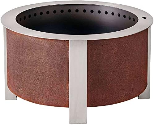 Smokeless Fire Pit | 27 Inches | Breeo X Series 24 Wood Burning Campfire | USA | Corten Steel | Best Durable Backyard Bonfire | Grilling & Cooking | Low Smoke Stove | Enjoy with A Group Or Solo