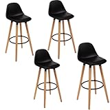 Noir Toilinux.com 4 Tabourets de Bar Scandi Maxon - H. 92 cm - Noir