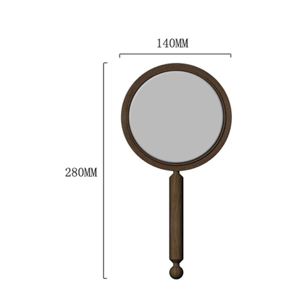 Specchio da Trucco Manico in legno massello Specchio cosmetico portatile portatile tenuto a mano salone di bellezza a mano con manico specchio in legno ad alta definizione Specchio Cosmetico ( Color :