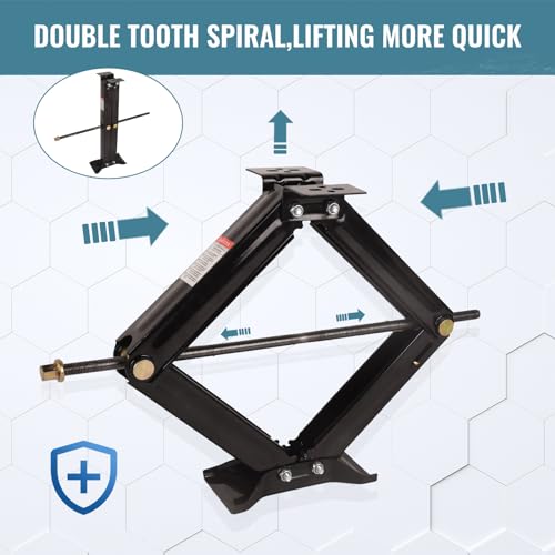 Image of Doppy 2Pcs RV Stabilizing Scissor Jack, 2.95 Ton /6500 lbs Leveling Scissor Jacks Set with Handle, RV Trailer Camper Stabilizer, for Trucks Cars MPVs Sedans, Station Wagon