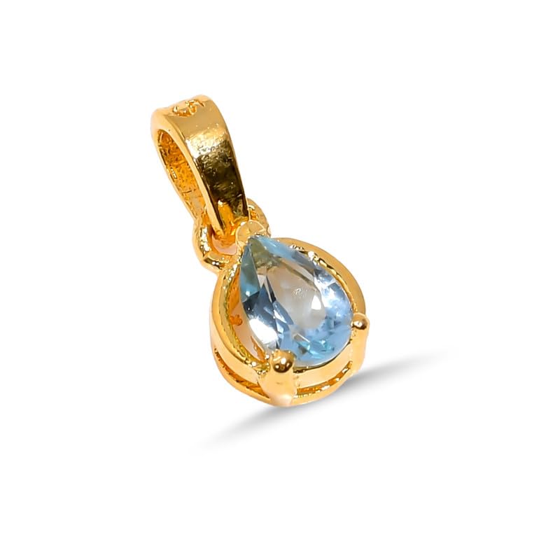 Pendentif topaze bleu ciel et argent 925, une gemme poire éclatante