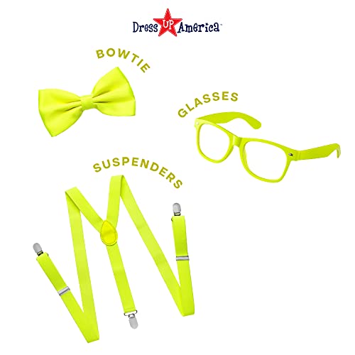 Dress Up America Neon Suspender, Bow-Tie, Sunglasses, Accessory Set - Adult And Kids Size Suspenders #TOP1