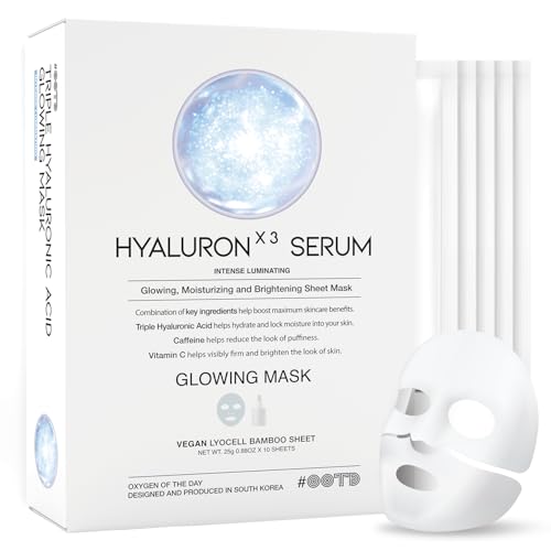 Top 10 Best Hydrating Face Masks for Sensitive Skin Reviewed 7 #OOTD Triple Hyaluron Hydrating Mask for Dry and Sensitive Skin, Anti Aging, Tightening and Moisturizing, Korean Vegan Beauty, Hyaluronic Acid, Caffeine, Vitamin C 10EA