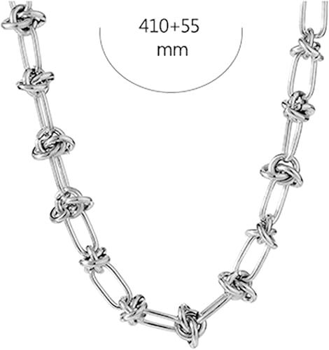 Vista 2 de Jude Jewelers Gargantilla clásica de acero inoxidable con cadena trenzada anudada