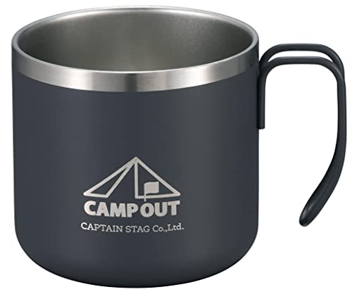 キャプテンスタッグ(CAPTAIN STAG) アウトドア コップ マグカップ マグ カップ タンブラー ダブルステンレス 真空断熱 保温 保冷 350ml ダークグレー キャンプアウト UE-3571
