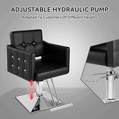 Dangvivi Salon Chair For Hair Stylist, Black Barber Chair For Barbershop/Home, Heavy Duty Hydraulic Pump Stylist Chair, 360 Degrees Rolling Beauty Equipment For Women Men #TOP3
