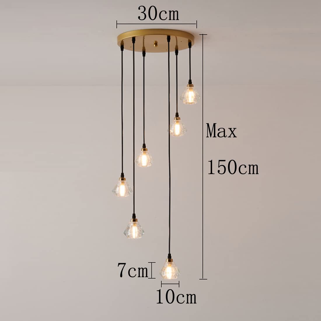 Moderne Pendelleuchte Mit 6 Glas-Kugeln – Kronleuchter In Gold Für Wohnzimmer & Küche