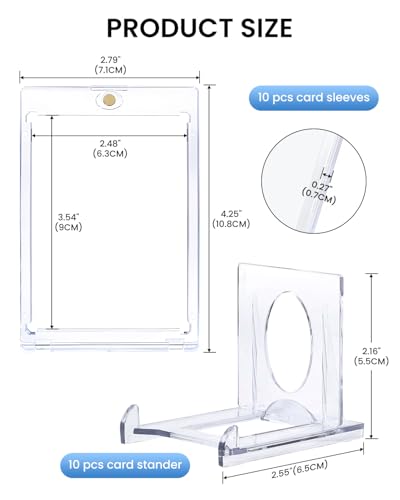 Frstem Magnetic Card Holder 10 Stück 35PT Magnetischer Kartenhalter mit 10 Stk Kartenständer, Photocard Holder, Premium-Karten Hüllen mit UV-Schutz/Wasserdicht,für Magic, Yugioh, Sportkarten Sammlung.