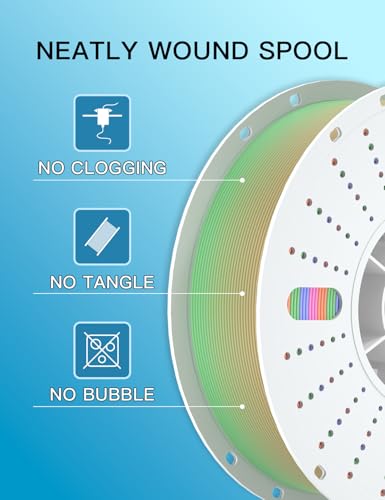 Image of PINBALL Matte Rainbow PLA 3D Printer Filament 1.75mm, Multicolor Fast Color Changing 3D Printing Filament, PLA Filament Dimensional Accuracy + /- 0.02mm, 1 KG (2.2lbs)