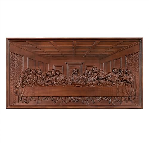 HOLSM-III The Last Supper Wall Art & Decor - Handcrafted Wooden Wall Decor & Sculpture, Religious Wall Art & Decor for Home, Church, Office - Carved Wood Wall Decor,Wood Wall Art