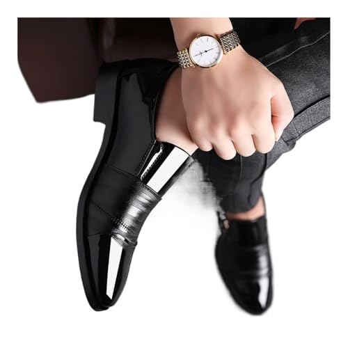 Large Size Men's Business Leather Shoes Pointed Toe Men's Shoes Slip on Casual Shoes Oxfords(Brown,46)4