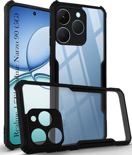 Image of Jkobi Hybrid Back Cover Case for Realme 15T | Realme Narzo 90 (Shockproof with Polycarbonate Clear Panel | Professional Black)