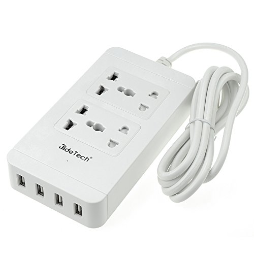 JideTech D500-4U USB Smart Charger with Mini 2-Outlet Power Strips, 4 USB Port, 1.8M for All Smartphone JideTech D500-4U USB Smart Charger with Mini 2-Outlet Power Strips, 4 USB Port, 1.8M for All Smartphone
