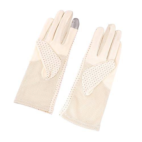 HONMEET 1paar Sommer-Sonnenschutz-Handschuhe Für Damen Touchscreen-fähig Atmungsaktiv Leicht Für Outdoor-aktivitäten Beige Baumwolle Für Smartphones Geeignet
