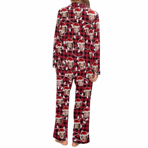 Custom Pajamas Set for Family Pet Matching Pjs Personalized Funny Face V-Neck Sleepwear for Man Woman Pet2