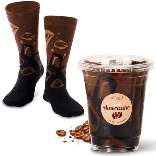 POPCRAZE Coffee Socks Cafe Americano Novelty Caffeine Lover Gift 1 Size Fits Most Men Women Mothers Day Gift Idea for Baristas & Coffee Fans 1 Pair Gift Box