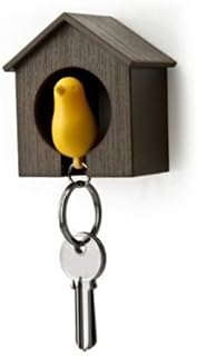 OFFSCH Yellow Keychain Birdhouse Key Ring with Yellow Bird Yellow Sparrow Keychain Birdhouse Key Holder