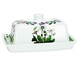 Portmeirion Botanic Garden Covered Butter Dish | 6 Inch Butter Dish with Assorted Floral Motifs | Made in England from Fine Earthenware | Dishwasher Safe