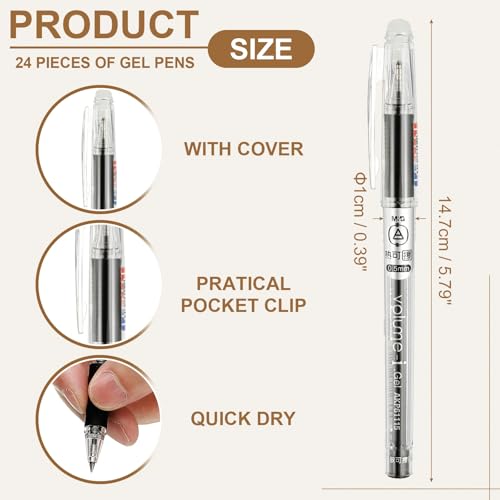 Bolígrafos de gel borrables PATIKIL 0.5mm pack 24 tinta negra miniatura 2