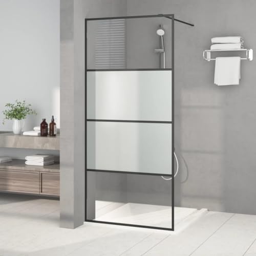 Ziaphsol Mampara de ducha de cristal templado semimate, 5 mm, 90 x 195 cm, 4 paneles con perfil ajustable y protección contra salpicaduras