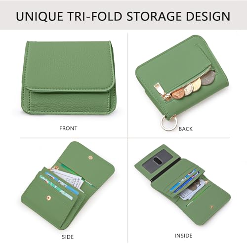 Image of Keychain Wallet for Women,RFID Wristlet Wallet with Beaded Strap | Tri-Fold Design,6 Card Slots,ID Window,Zipper Coin Pocket,Lightweight Carry