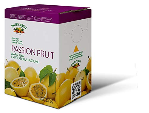 Pacific Fruit Pura Fruta Aseptic Passion Fruit ( Maracuya ) Pulp 100 % Natural, in Aseptic bag-in- EZ serving box 6.6 lbs. (3 kgs) (Pack of 1)