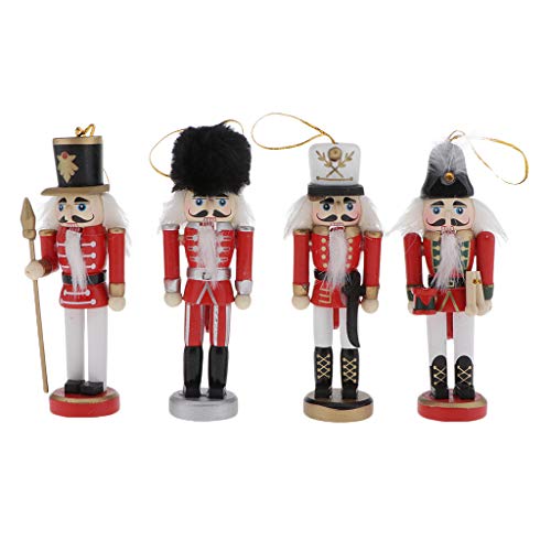 YIJU 4 Peças 12 Cm de Madeira Modelo de Contos de Fadas de Bonecos Quebra-nozes