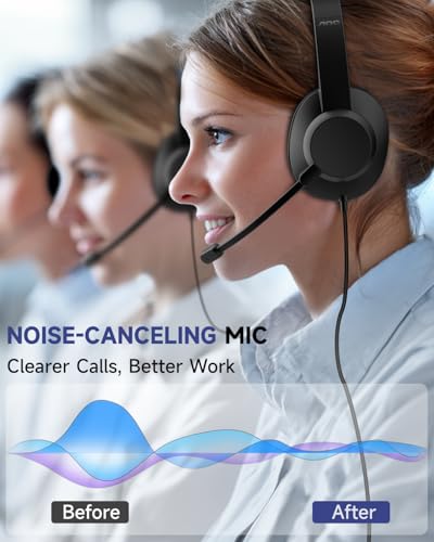 image for AOC USB Headset with Microphone for PC, Over-Ear Wired Headphones with