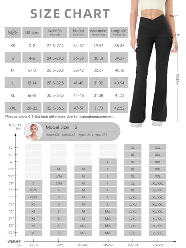 Flare Leggings with Pockets for Women Seamless Crossover Yoga Pants with Tummy Control Bootcut Work Pants Trendy 7