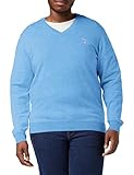 GANT Herren Classic Cotton V-Neck-New Pullover, Blue Melange, L