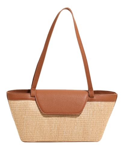 Sac fourre-tout en paille tissé main femme pour plage et voyage