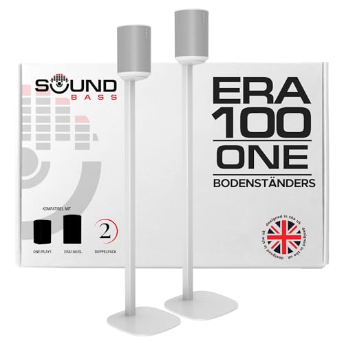 Sound Bass ERA 100 Bodenständer Doppelpack (2 Stück) Kompatibel mit Sonos ERA100 & ERA 100 SL Sonos ONE & Play:1 Lautsprecher Zubehör Enthalten Entworfen in Großbritannien Doppel Paar (Weiß)