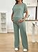 BLENCOT Women's Casual Maternity Clothes 2 Piece Matching Outfits Set Ribbed Knit Short Sleeve Top and Pants Pajamas Sets Sleepwear Green XL