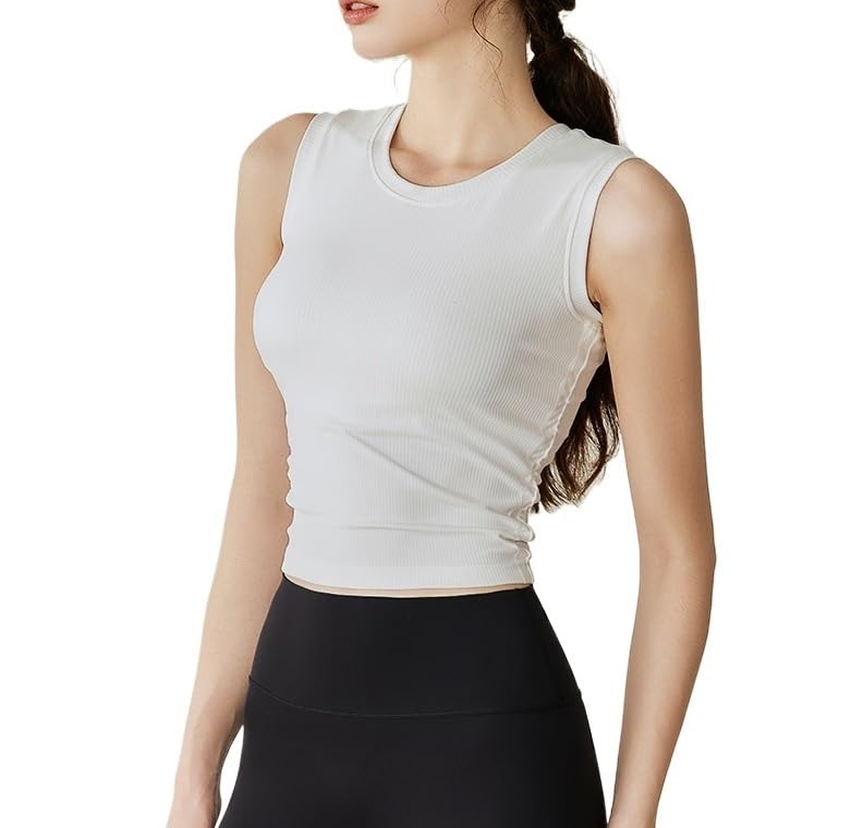 Gilet de sport yoga froncé côtelé femmes confort respirant