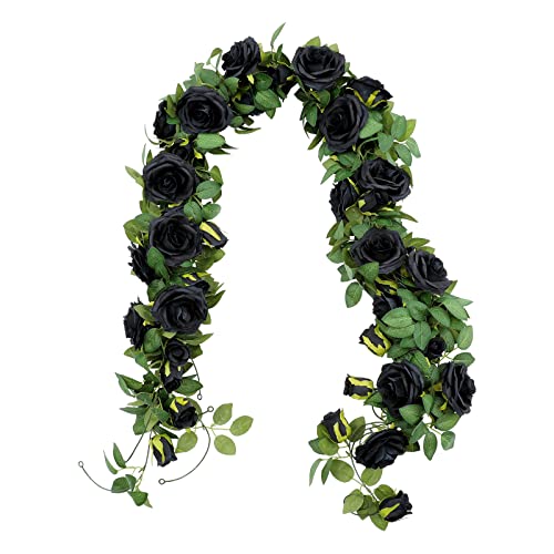 U'artlines 5 Pack Black Artificial Flower Garland Total 32.5 Ft Fake Rose Vine Rose Garland For Wedding Flowers Table Arrangement Room Baby Shower Outdoor Home Wall Decoration #TOP27