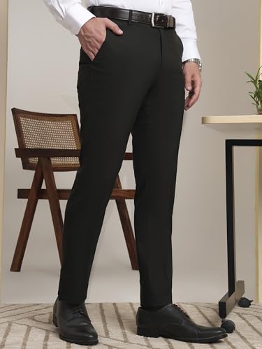 Image of SaintX Men's Premium Stretchable Formal Trouser with Techno Flex Waistband | Slim Fit | Italian Design | Triple Blend Special Fabric Pants | Office Wear /Executive Wear
