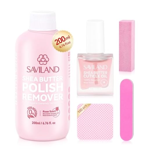 SAVILAND Kit Removedor De Esmalte À Base De Plantas: Removedor De Esmalte Sem Acetona De 6,76 Fl.Oz, Removedor De Unhas De Manteiga De Karité Com Óleo De Rícino, Óleo De Cutícula Ve E Ferramentas De