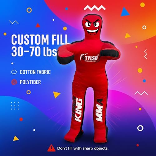 Un-Filled Wrestling Dummy for Kids – Youth Grappling Dummies BJJ, MMA, Jiu Jitsu & Judo Training Partner – Durable Martial Arts Practice Buddy (Red, 3ft / 36 Inches)