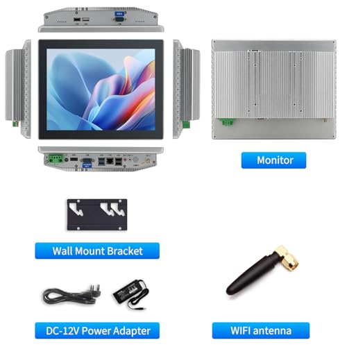 Image of 10.4 inch Industrial Touch Panel PC, Ratio 4:3 Multi-Touchscreen-Monitor,Wall Mounted Touch Screen Panel Computer,WiFi & Built-in Speakers,IP65 Front,Win 11 I5 RAM 8G+512G SSD
